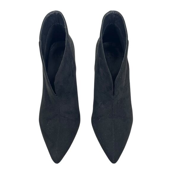H by Halston Faux Suede Pointed Toe Block Heel Ankle Boots Black Size 7.5 - Picture 4 of 10